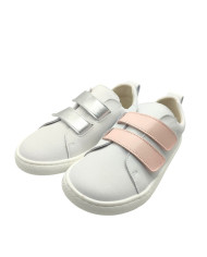 Sapatilhas brancas respeitosas Pepa Ribera com velcro intercambiável rosa /prata
