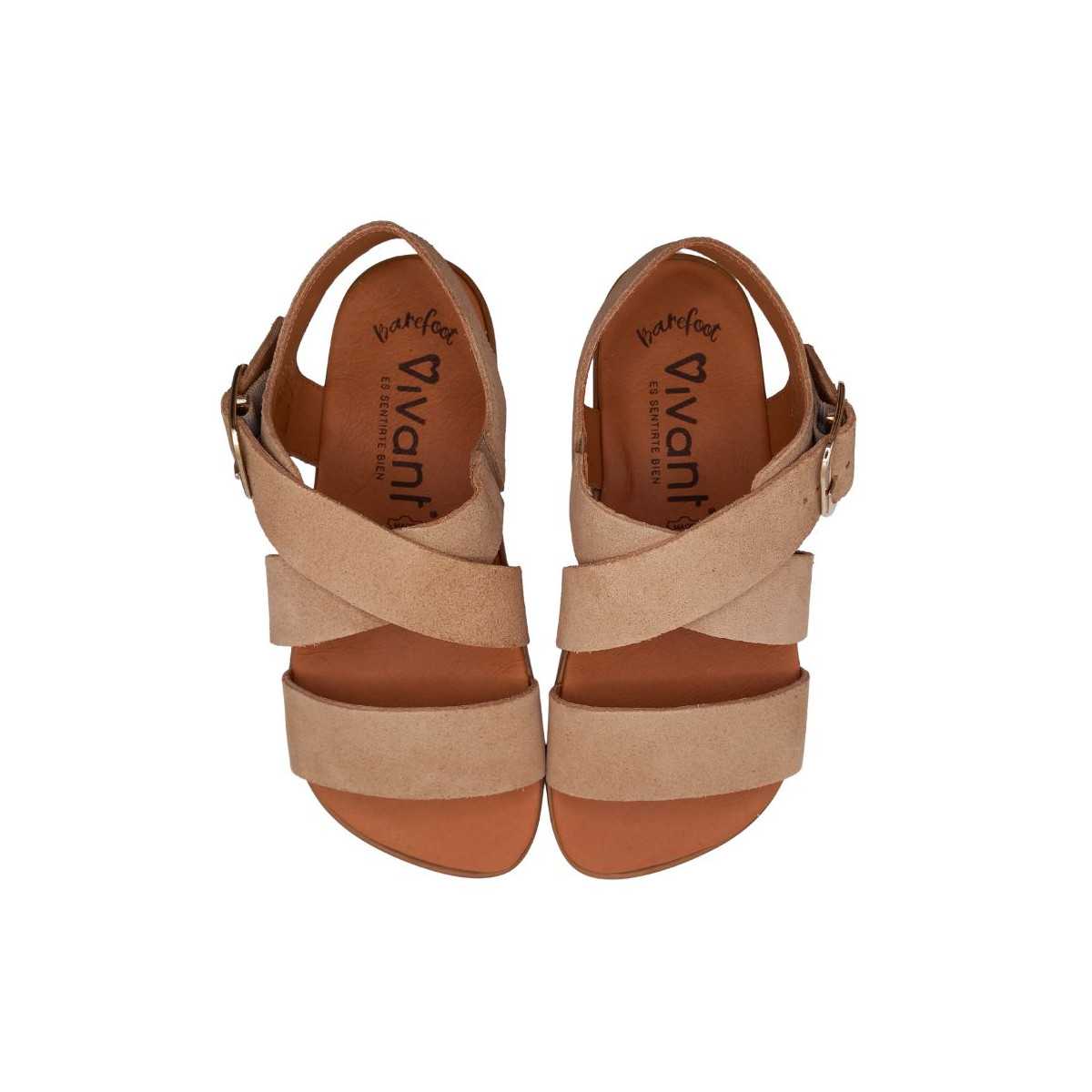 Sandálias barefoot Vivant Lino Camurça Camel