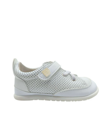 Deportiva Microperforada Piruflex elástico y velcro blanca
