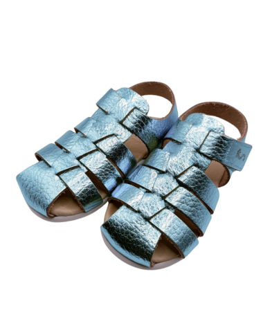 Sandália Flexinens azul metálico
