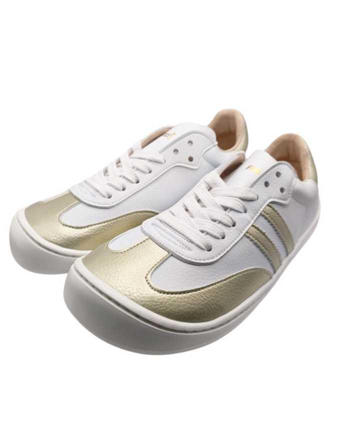 Ténis adulto Flexinens "Samba" branco e dourado