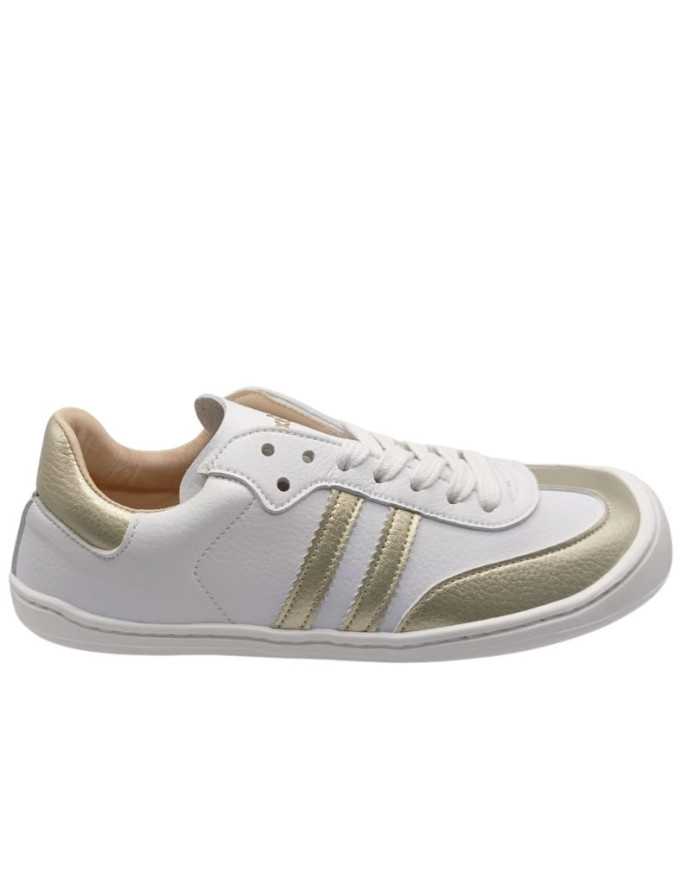 Ténis adulto Flexinens "Samba" branco e dourado